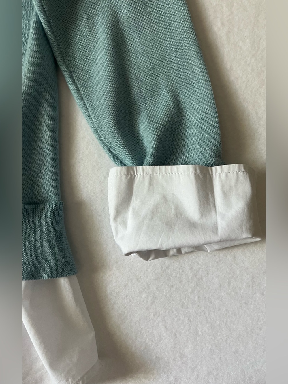 Pearl By Lela Rose 2-in-1 Layered Merino Wool Sweater Size M, Lt.. Turq., EUC - Picture 3 of 16